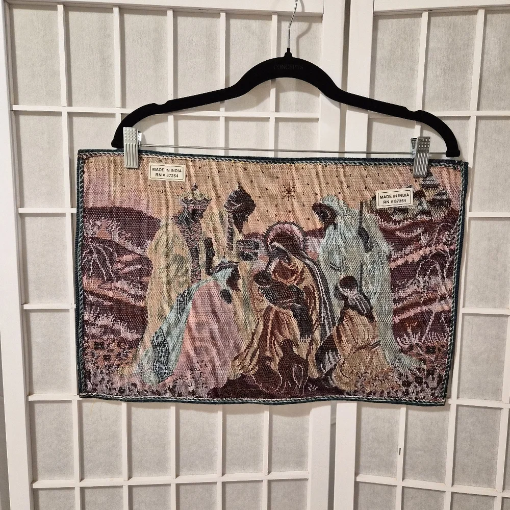 Vintage Nativity Scene Tapestry Placemat Set 4